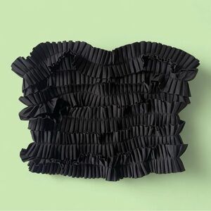 Anthropologie Black Pleated Ruffle Strapless Tube Top
